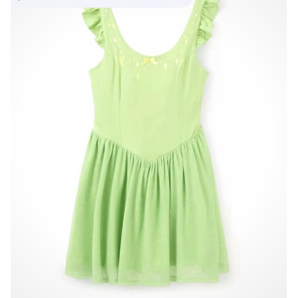 Disney Light Green Ruffled Strap Mini Dress